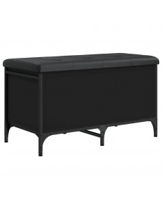 Panca Portaoggetti Nera 82x42x45 cm in Legno Multistrato 2