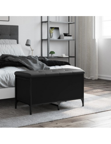 Panca Portaoggetti Nera 82x42x45 cm in Legno Multistrato