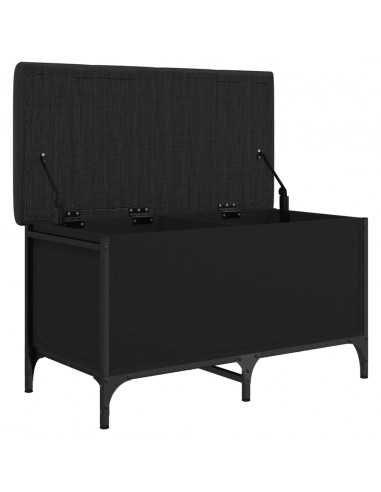 Panca Portaoggetti Nera 82x42x45 cm in Legno Multistrato