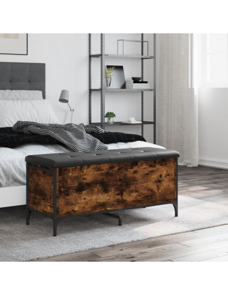 Panca Portaoggetti Rovere Fumo 102x42x45 cm Legno Multistrato