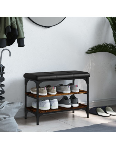 Panca Porta Scarpe Rovere Fumo 62x32x47 cm in Legno Multistrato