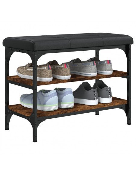 Panca Porta Scarpe Rovere Fumo 62x32x47 cm in Legno Multistrato