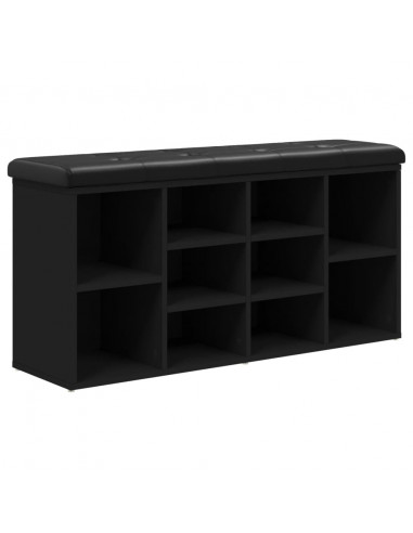 Panca Porta Scarpe Nera 102x32x50 cm in Legno Multistrato