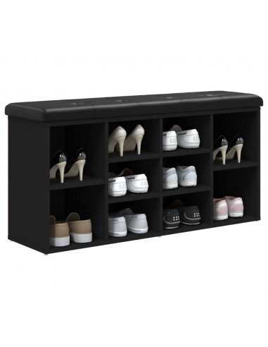 Panca Porta Scarpe Nera 102x32x50 cm in Legno Multistrato