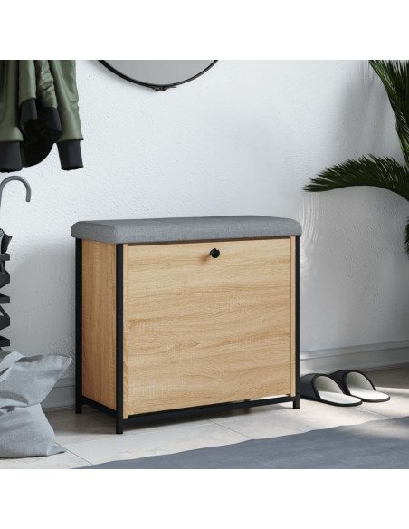 Panca Portascarpe Cassetto Ribaltabile Rovere Sonoma 62x32x56cm