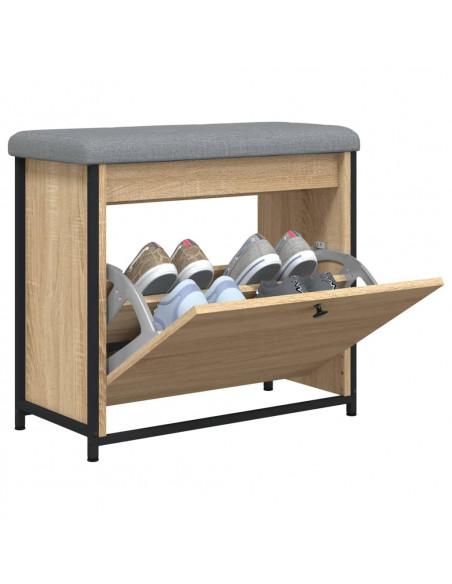 Panca Portascarpe Cassetto Ribaltabile Rovere Sonoma 62x32x56cm