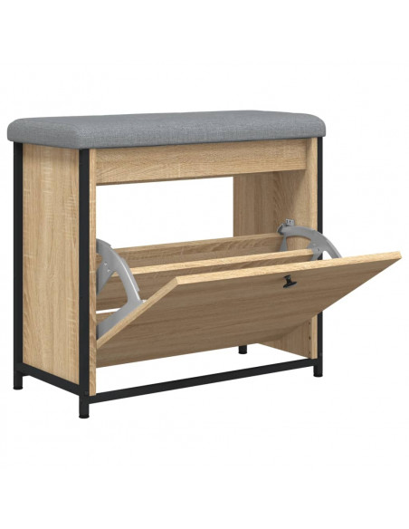 Panca Portascarpe Cassetto Ribaltabile Rovere Sonoma 62x32x56cm