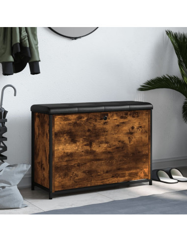 Panca Portascarpe Cassetto Ribaltabile Rovere Fumo 82x32x56cm