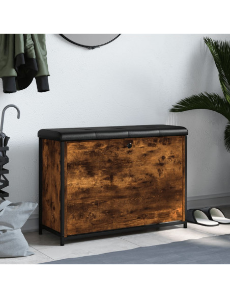 Panca Portascarpe Cassetto Ribaltabile Rovere Fumo 82x32x56cm
