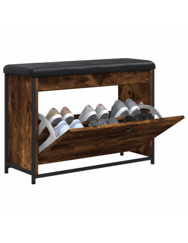 Panca Portascarpe Cassetto Ribaltabile Rovere Fumo 82x32x56cm