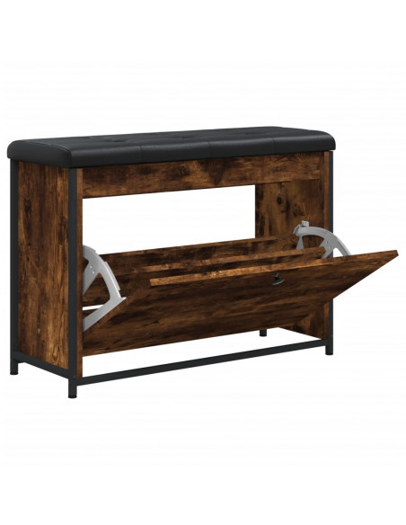 Panca Portascarpe Cassetto Ribaltabile Rovere Fumo 82x32x56cm