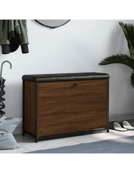Panca Portascarpe Cassetto Ribaltabile Rovere Marrone 82x32x56