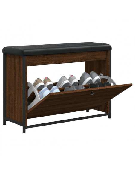Panca Portascarpe Cassetto Ribaltabile Rovere Marrone 82x32x56