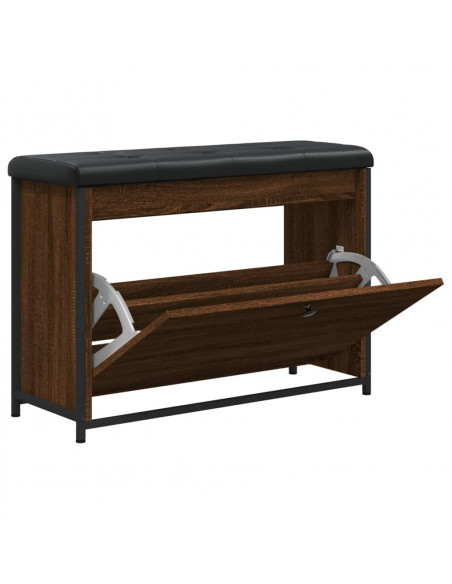 Panca Portascarpe Cassetto Ribaltabile Rovere Marrone 82x32x56
