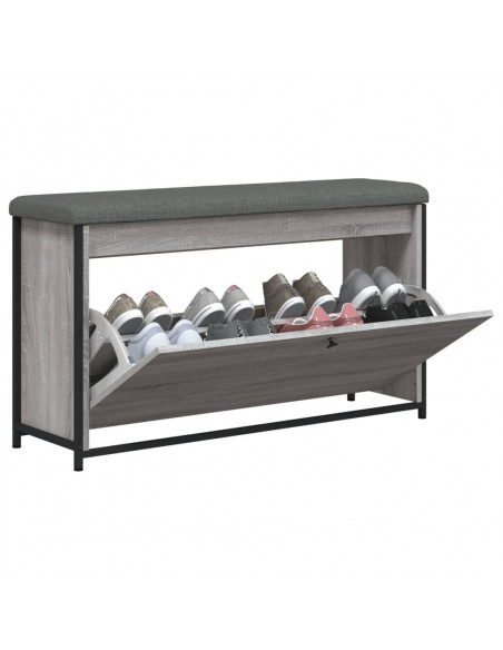 Panca Portascarpe Cassetto Ribaltabile Grigio Sonoma 102x32x56
