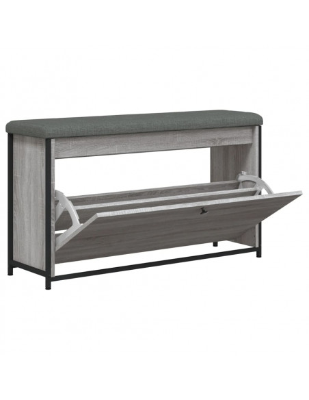 Panca Portascarpe Cassetto Ribaltabile Grigio Sonoma 102x32x56