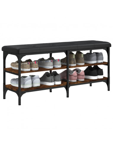 Panca Porta Scarpe Rovere Fumo 102x32x47cm in Legno Multistrato