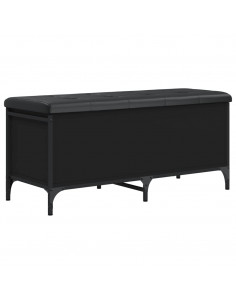 Panca Portaoggetti Nera 102x42x45 cm in Legno Multistrato 2