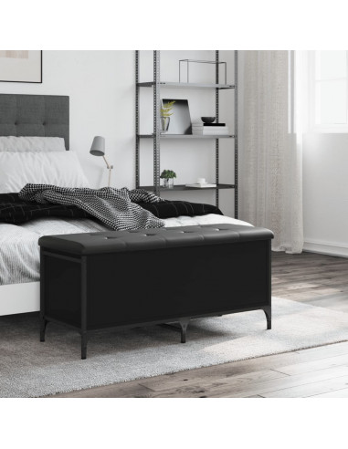 Panca Portaoggetti Nera 102x42x45 cm in Legno Multistrato