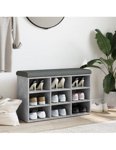 Panca Porta Scarpe Grigio Cemento 82x32x50cm Legno Multistrato