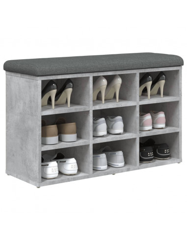 Panca Porta Scarpe Grigio Cemento 82x32x50cm Legno Multistrato