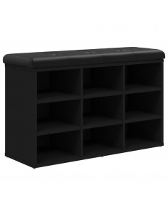 Panca Porta Scarpe Nera 82x32x50 cm in Legno Multistrato 2