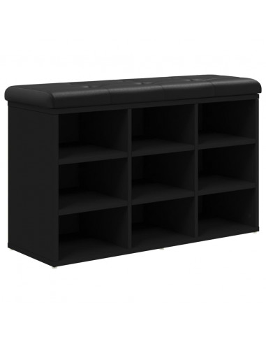 Panca Porta Scarpe Nera 82x32x50 cm in Legno Multistrato