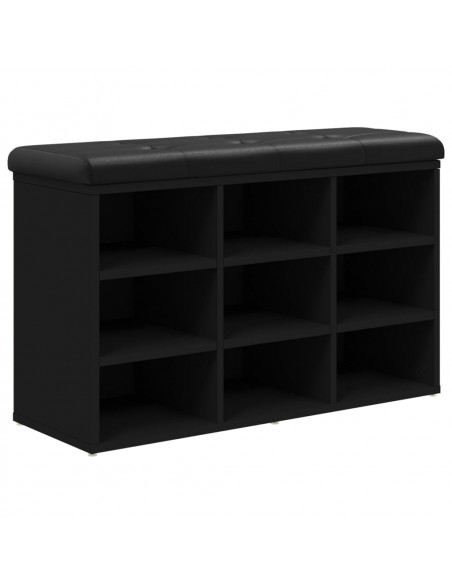 Panca Porta Scarpe Nera 82x32x50 cm in Legno Multistrato