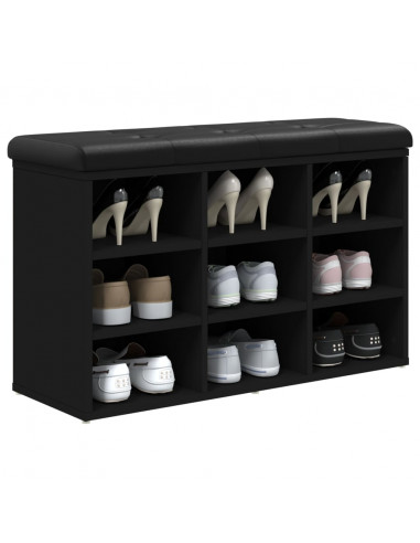 Panca Porta Scarpe Nera 82x32x50 cm in Legno Multistrato