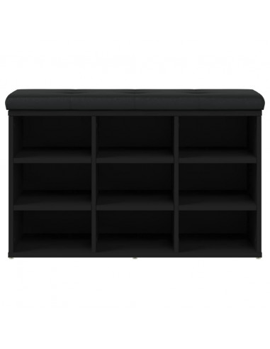 Panca Porta Scarpe Nera 82x32x50 cm in Legno Multistrato