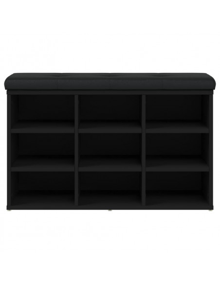 Panca Porta Scarpe Nera 82x32x50 cm in Legno Multistrato