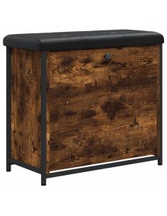 Panca Portascarpe Cassetto Ribaltabile Rovere Fumo 62x32x56cm 2