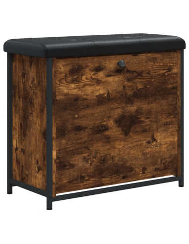 Panca Portascarpe Cassetto Ribaltabile Rovere Fumo 62x32x56cm