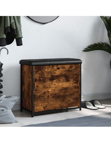 Panca Portascarpe Cassetto Ribaltabile Rovere Fumo 62x32x56cm