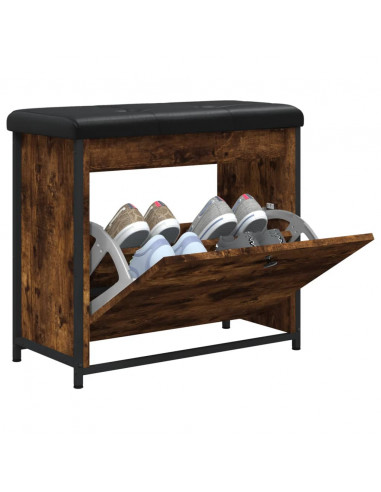Panca Portascarpe Cassetto Ribaltabile Rovere Fumo 62x32x56cm