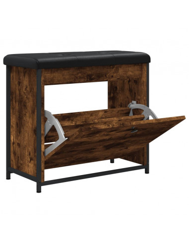 Panca Portascarpe Cassetto Ribaltabile Rovere Fumo 62x32x56cm