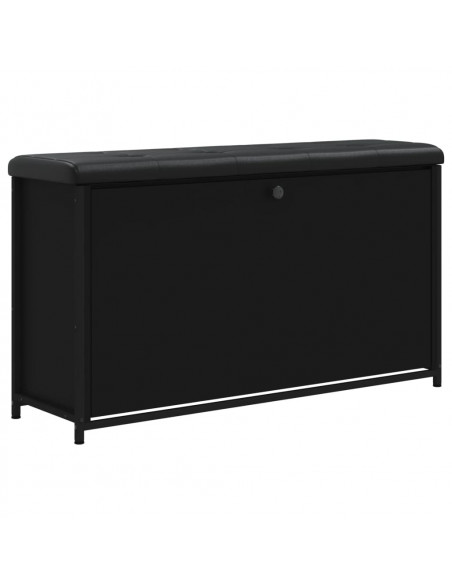 Panca Porta Scarpe con Cassetto Ribaltabile Nera 102x32x56 cm