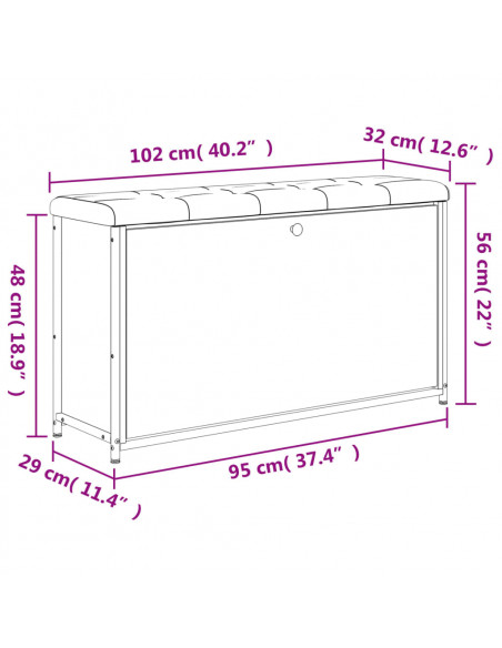 Panca Porta Scarpe con Cassetto Ribaltabile Nera 102x32x56 cm