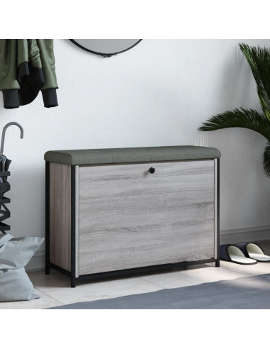 Panca Portascarpe Cassetto Ribaltabile Grigio Sonoma 82x32x56cm