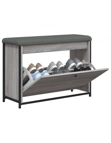 Panca Portascarpe Cassetto Ribaltabile Grigio Sonoma 82x32x56cm