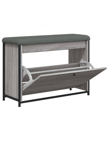 Panca Portascarpe Cassetto Ribaltabile Grigio Sonoma 82x32x56cm
