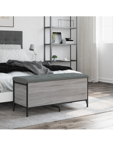 Panca Portaoggetti Grigio Sonoma 102x42x45 cm Legno Multistrato