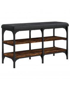 Panca Porta Scarpe Rovere Fumo 82x32x47 cm in Legno Multistrato 2