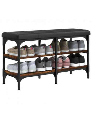 Panca Porta Scarpe Rovere Fumo 82x32x47 cm in Legno Multistrato