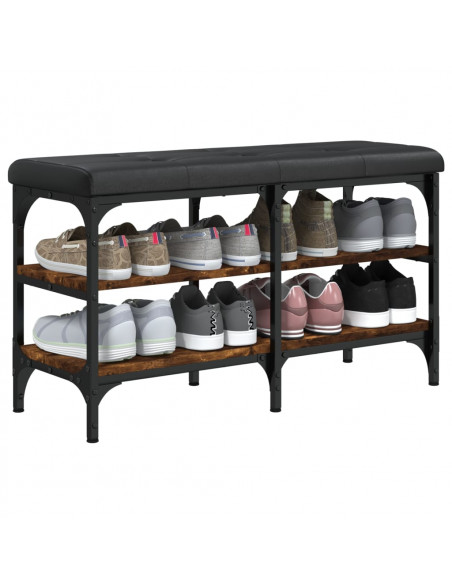Panca Porta Scarpe Rovere Fumo 82x32x47 cm in Legno Multistrato