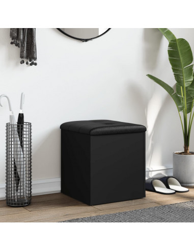 Panca Portaoggetti Nera 42x42x45 cm in Legno Multistrato