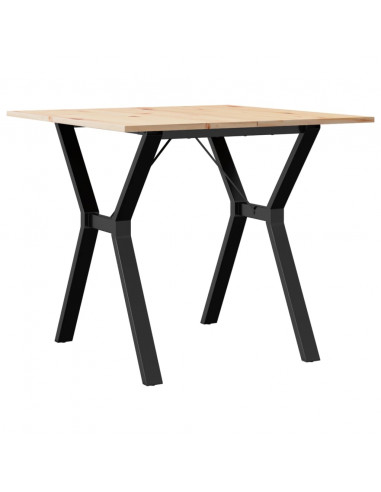 Tavolo da Pranzo Telaio a Y 80x80x75 cm Massello Pino e Ghisa