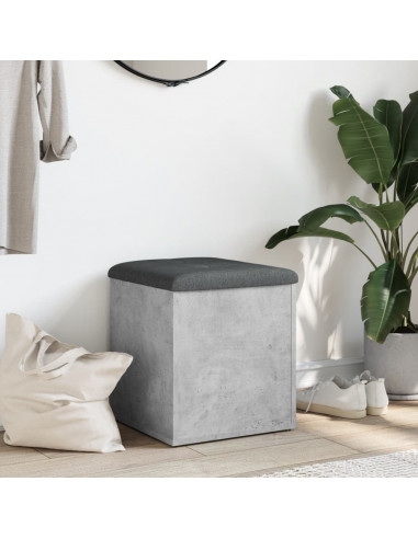 Panca Portaoggetti Grigio Cemento 42x42x45 cm Legno Multistrato