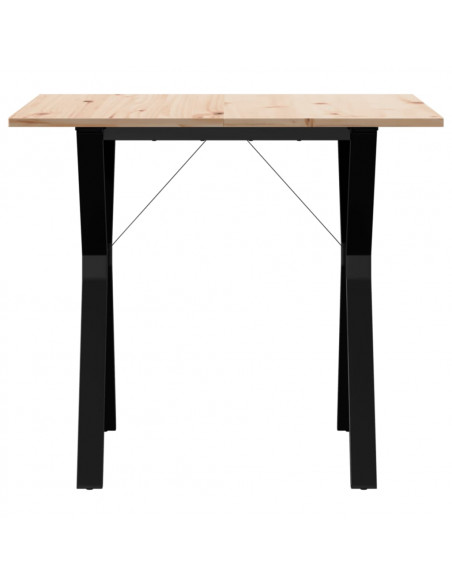 Tavolo da Pranzo Telaio a Y 80x80x75 cm Massello Pino e Ghisa