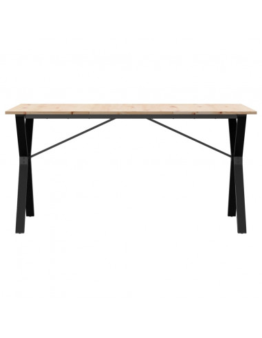 Tavolo da Pranzo Telaio a Y 140x80x75 cm Massello Pino e Ghisa